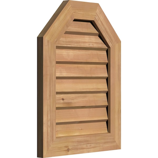 Octagonal Top Gable Vent Western Red Cedar Gable Vent W/Decorative Face Frame, 36W X 18H